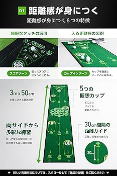 BACK2BASICSGOLF パター練習マット 色: グリーン Amazon | BACK2BASICSGOLF パターマット パター練習マット